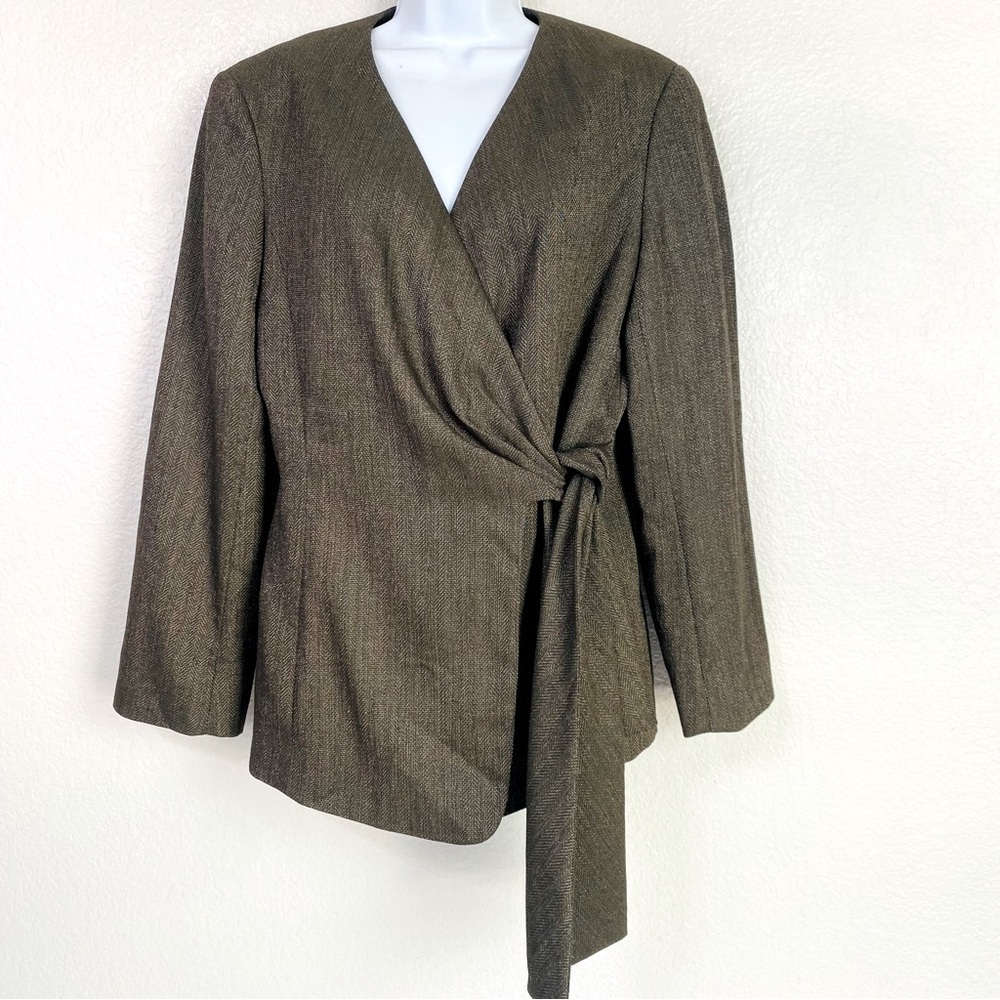 Lafayette 148 New York Virgin Wool Wrap Tie Blazer Size 8 - Picture 1 of 7